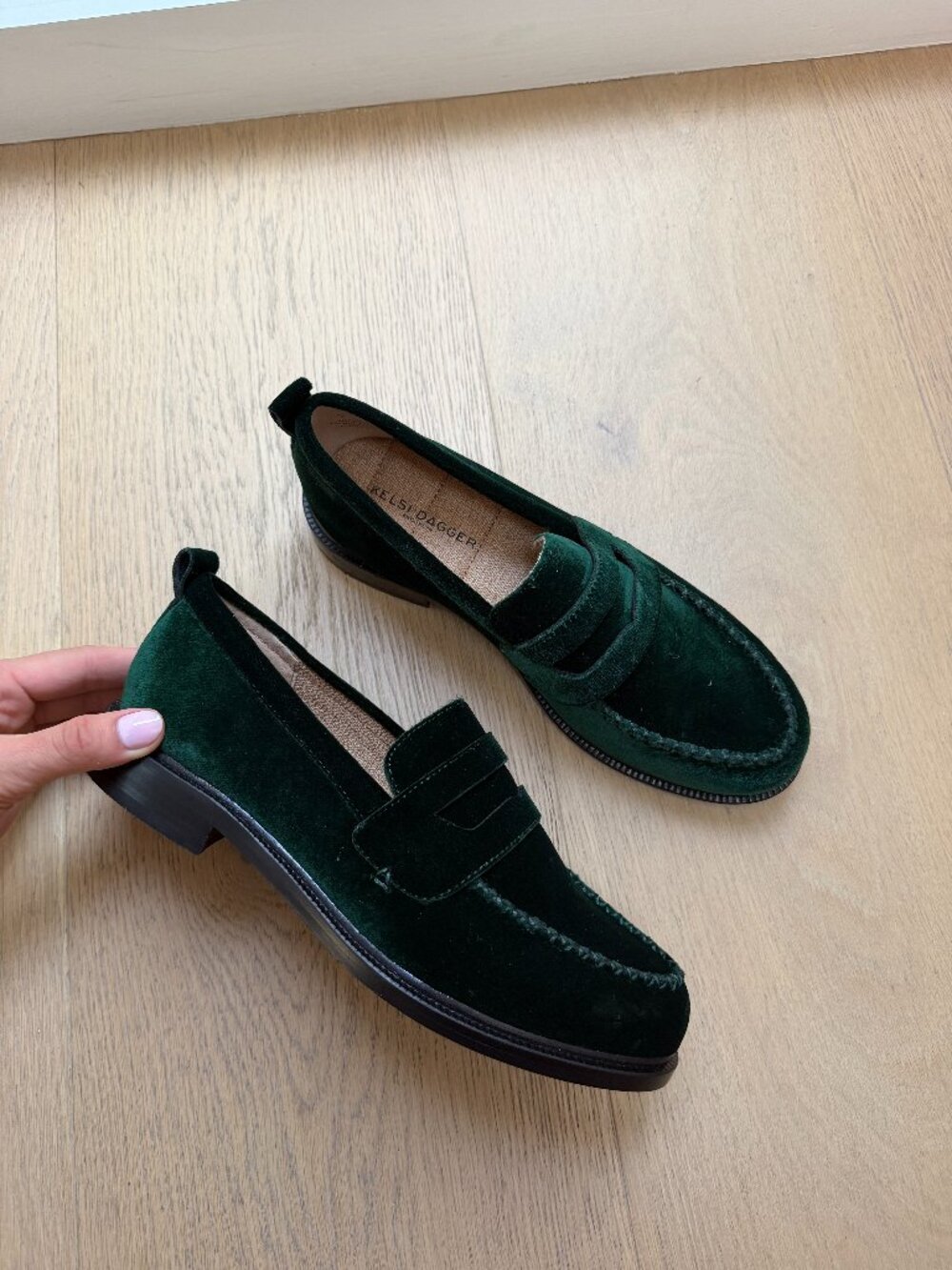 Kelsi Dagger Lens Loafer in Green Velvet